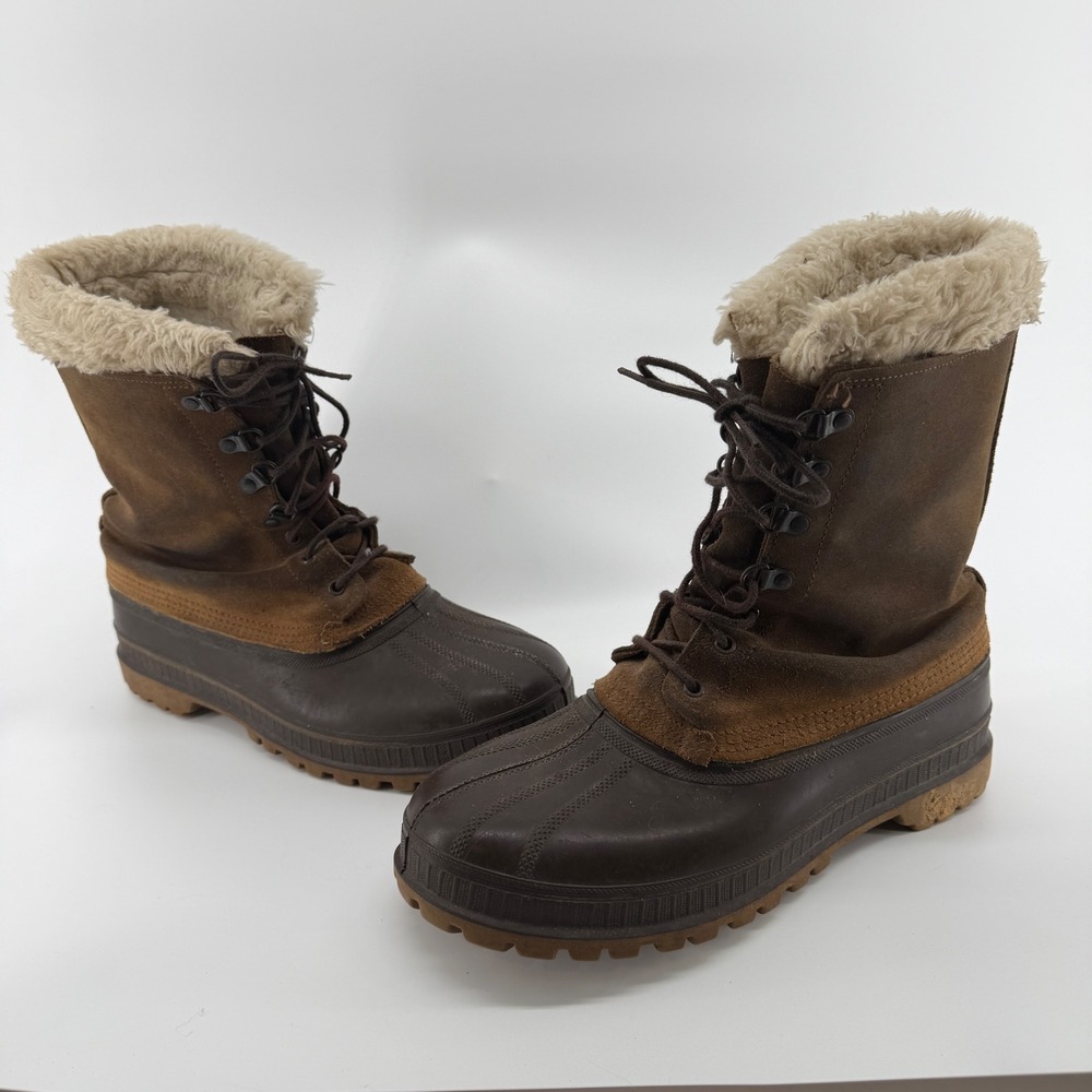 Sorel Mens Caribou Winter Snow Boots Brown Suede Waterproof Duck Boots Size 10